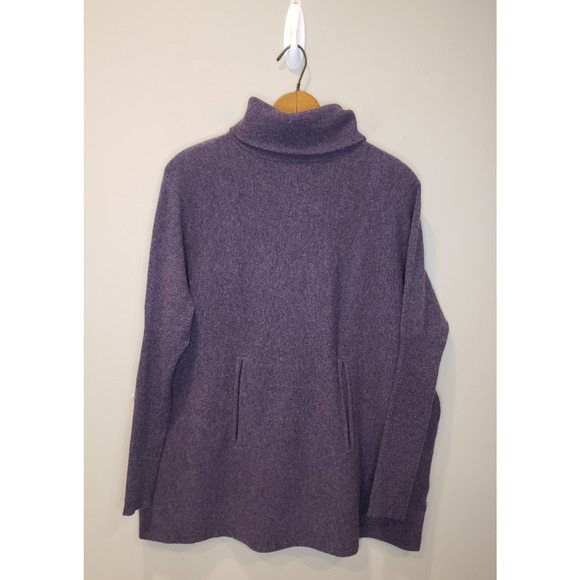 Garnet Hill Womens Purple Wool Cashmere Turtleneck Sweater XS Kangaroo Pocket - Picture 1 of 9